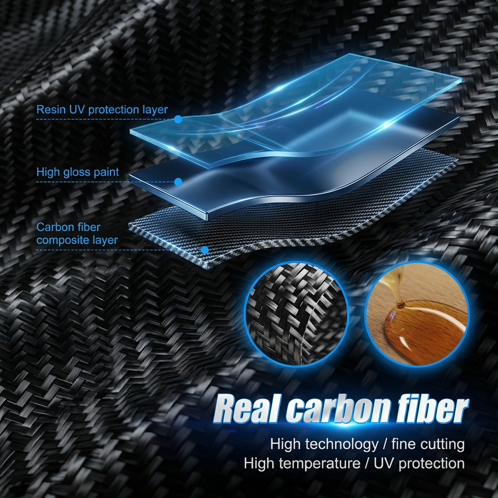 UV Protected Tesla Carbon Fiber Interior Accessories in Sunlight