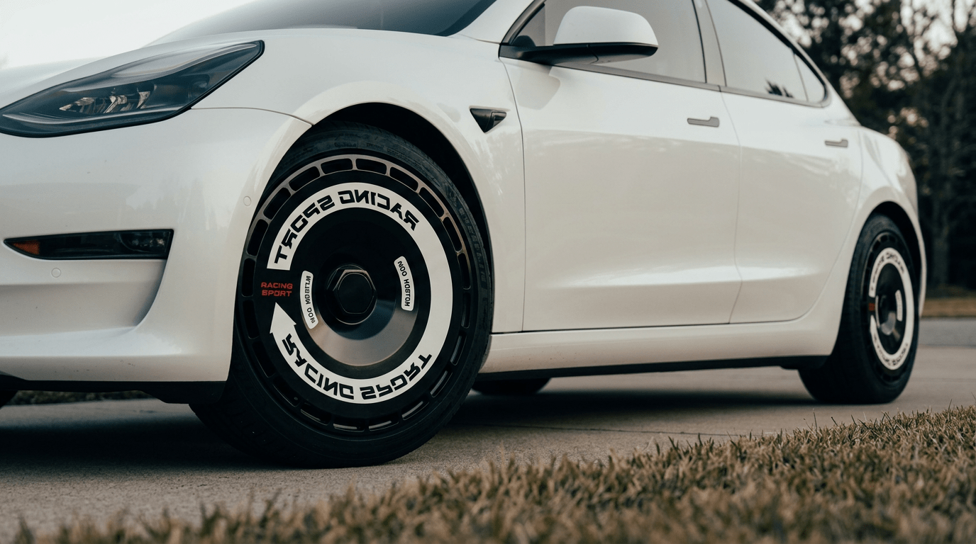 Aero Disc wheel cover installed on Tesla