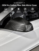 Side Mirror Cover OEM Style for Tesla Model X / S - Dry Carbon Fiber Exterior Mods - Image 2