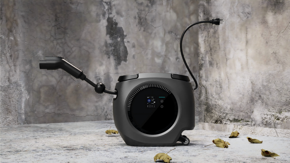 Portable EV charger with integrated cable storage