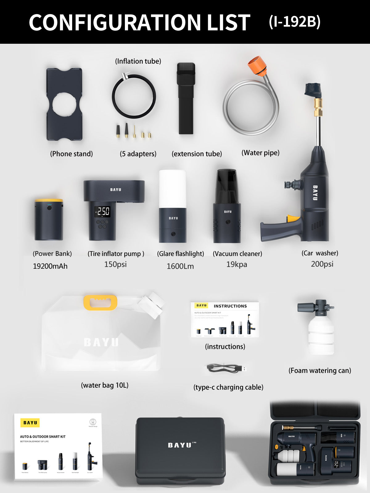 BAYU PORTABLE MODULAR 6 In 1 CAR TOOL