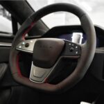TESERY Touch Horn Plaid Round Steering Wheel Replacement for Tesla Model S / X 2021-2023 - Image 5