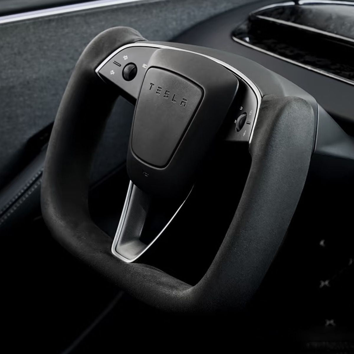 Alcantara yoke steering wheel for Model 3 Highland and refreshed Model Y