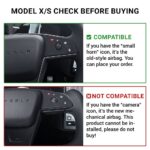 TESERY Touch Horn Plaid Round Steering Wheel Replacement for Tesla Model S / X 2021-2023 - Image 7