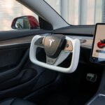 TESERY Yoke Plaid Steering Wheel for Tesla Model 3 / Y【White Leather】 - Image 6