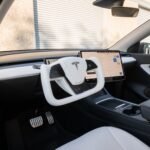TESERY Yoke Plaid Steering Wheel for Tesla Model 3 / Y【White Leather】 - Image 5