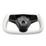 White Leather Yoke Steering Wheel for Tesla Model 3 / Y【Style 7】 - Image 9