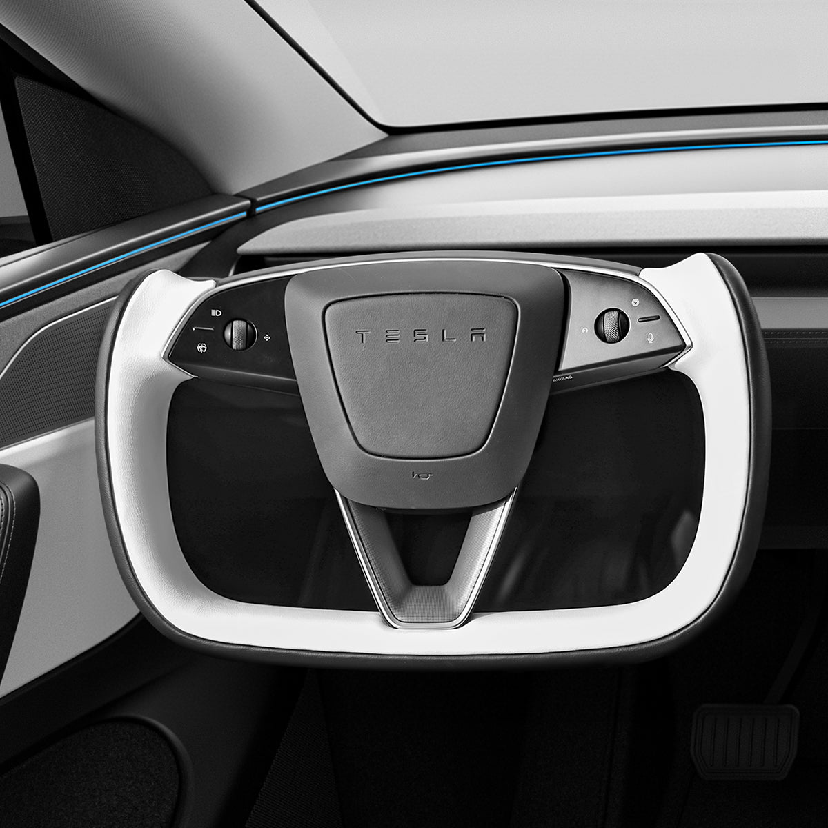 yoke-steering-wheel-for-model-3-highland-model-y-junipertwo-tone-style-9248538 Yoke Steering Wheel for Model 3 Highland / Model Y Juniper【Two-Tone Style】 - Image 1